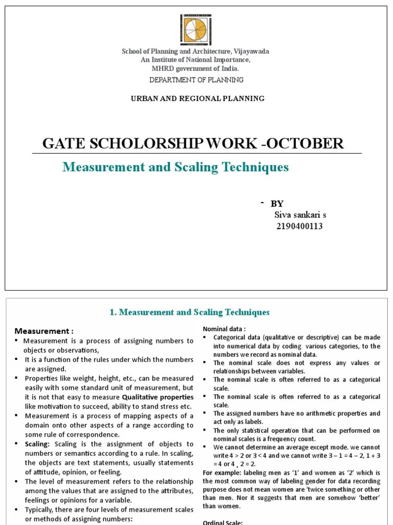 Measurement And Scaling Techniques | PDF | Level Of Measurement ...
