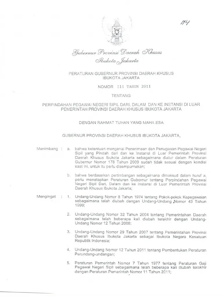 Pergub No 111 Tahun 20111 | PDF