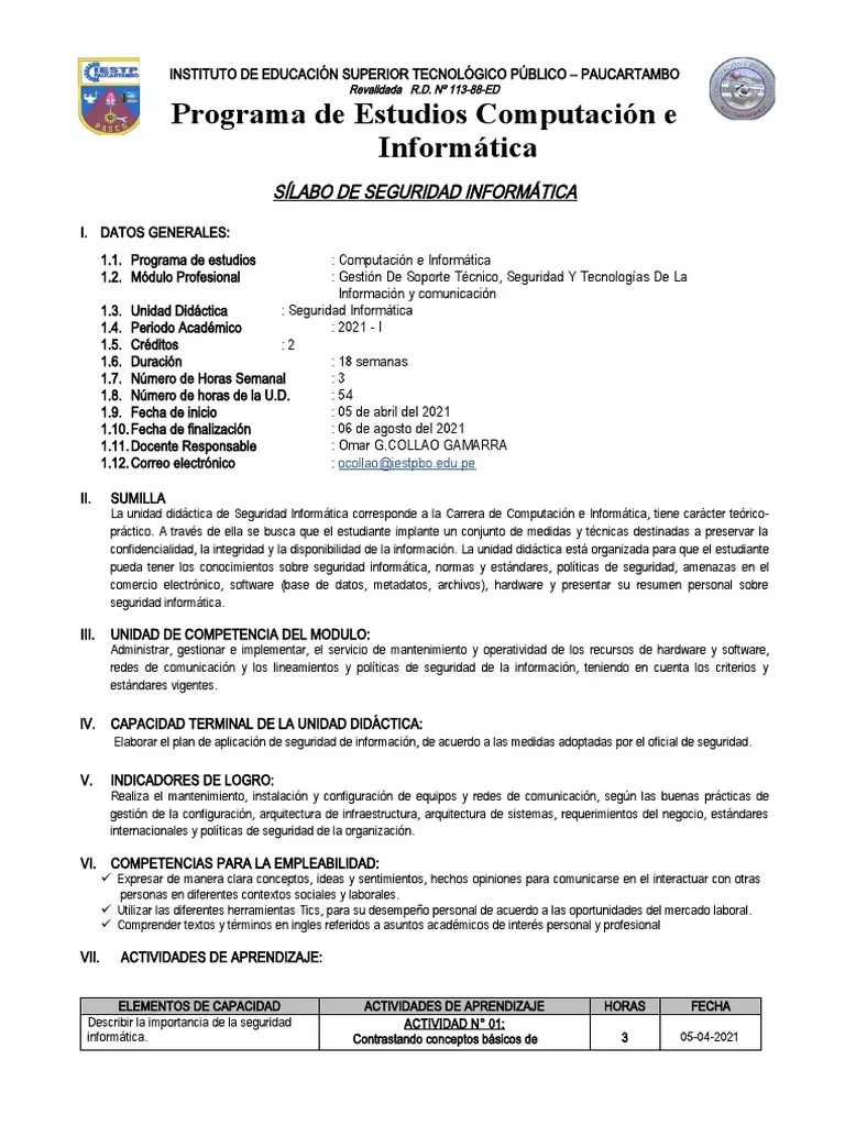 Seguridad Informatica 2020 | PDF | La Seguridad Informática | Seguridad