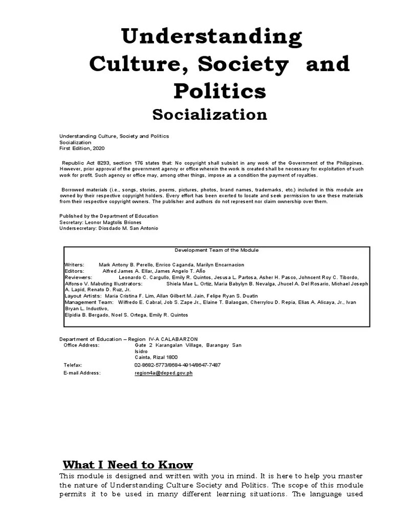 Ucsp Module Week 7 | PDF | Socialization | Identity (Social Science)