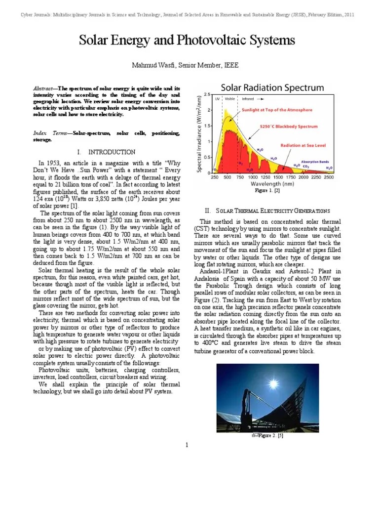Solar Energy And Photovoltaic Systems | PDF | Solar Power | Photovoltaics