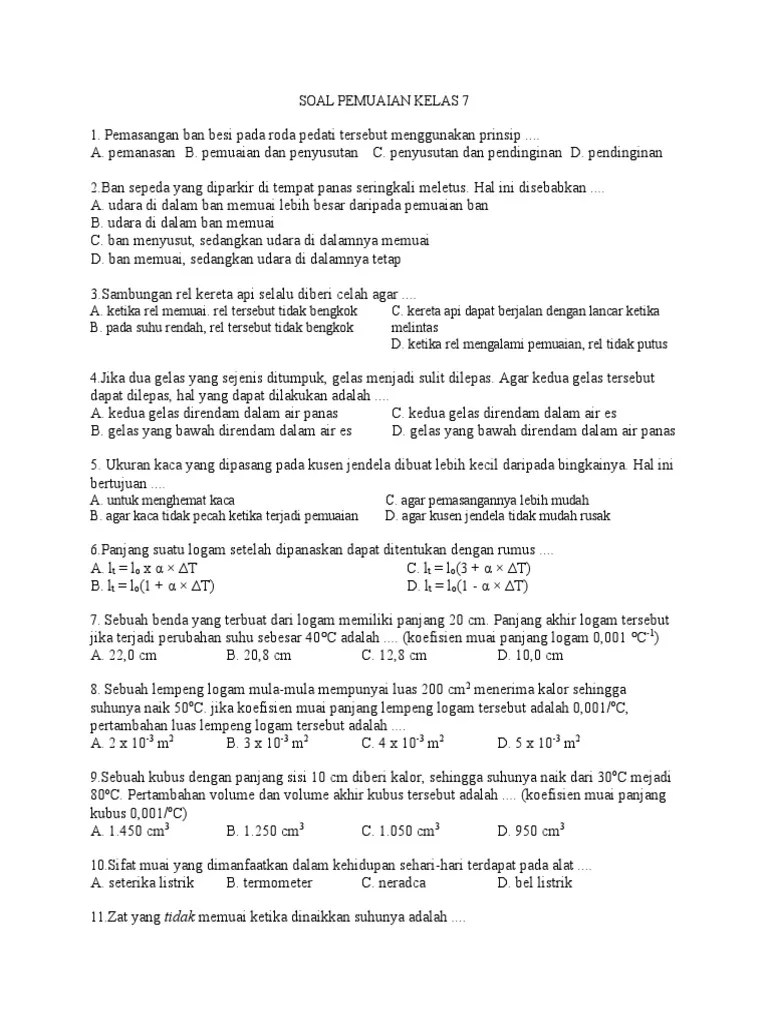 Soal Pemuaian Kelas 7 | PDF