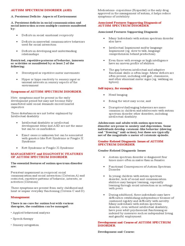Medications For Autism Spectrum Disorder Symptoms | PDF | Autism ...