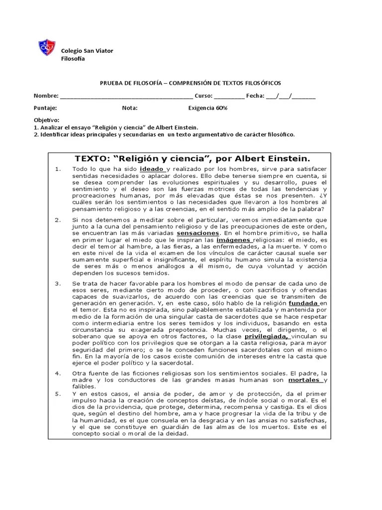 Guía Comprensión Lectora - Ensayo Religion Y Ciencia | PDF | Dios | Sacerdote
