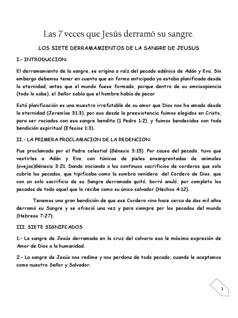 Las 7 Veces Que Jesús Derramó Su Sangre | PDF | Cristo (título) | Lujuria