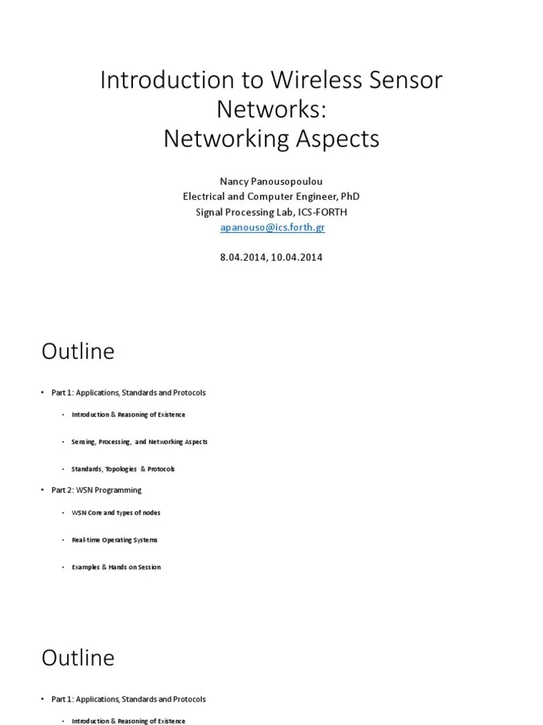 Introduction To Wireless Sensor Networks: Networking Aspects | PDF ...