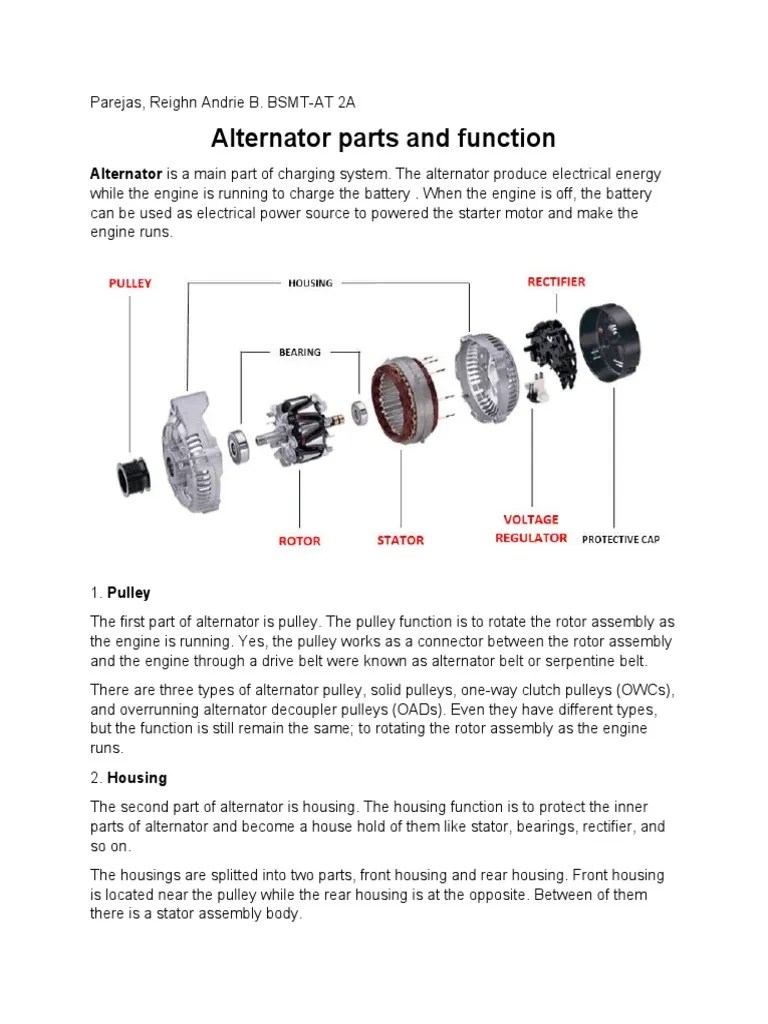 Alternator Parts And Function | PDF | Direct Current | Power Engineering