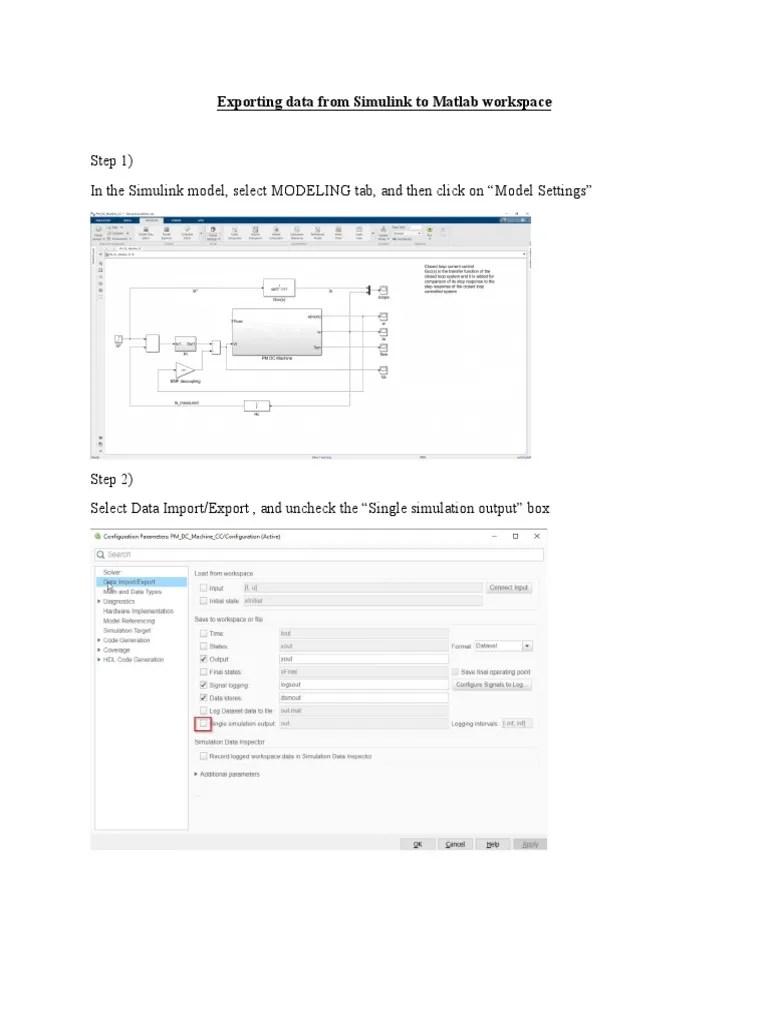 Exporting Data From Simulink To Matlab Workspace | PDF