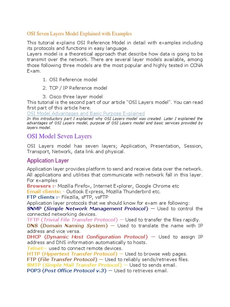 OSI Seven Layers Model Explained With Examples | PDF | Internet Protocols | Osi Model