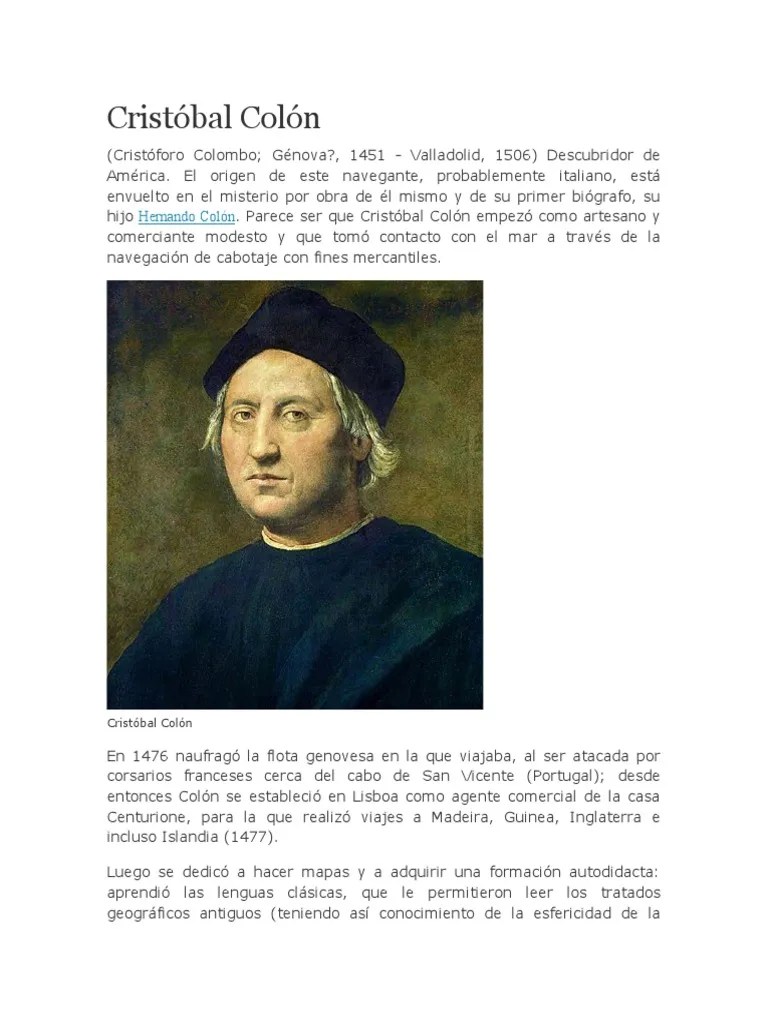 Cristóbal Colón | Descargar Gratis PDF | Cristobal Colon | Américas