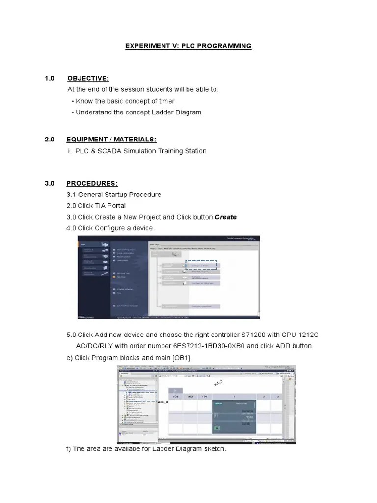 Experiment 7 PLC Programming | PDF | Programmable Logic Controller ...
