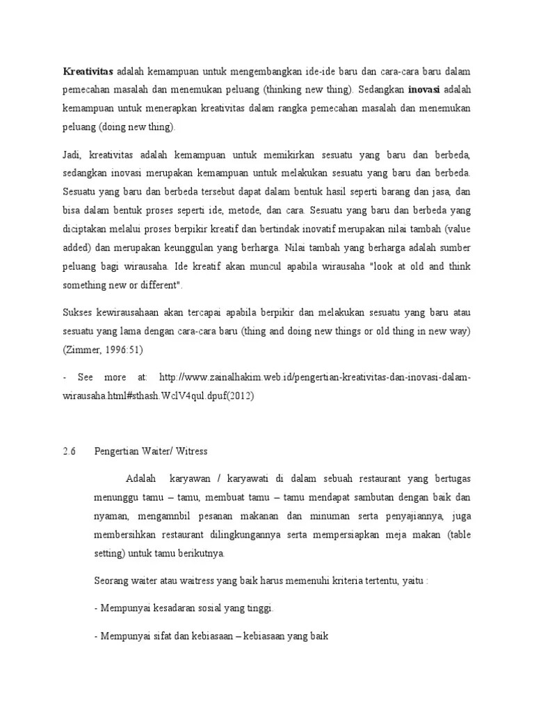 Definisi Pramusaji Atau Waiters | PDF