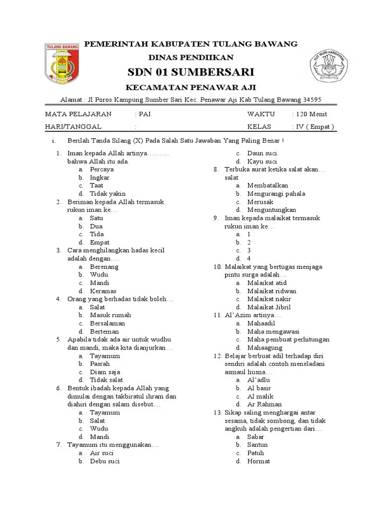 Soal Pai Kelas 4 | PDF