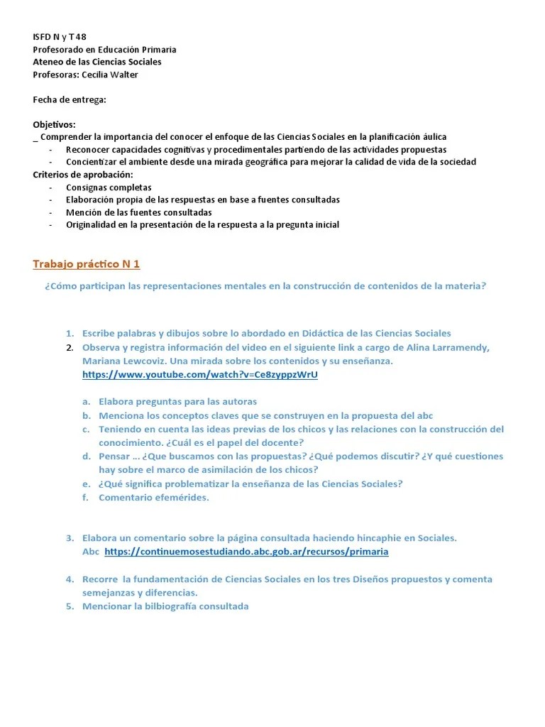 Trabajo Práctico N 1 Ciencias Sociales | PDF