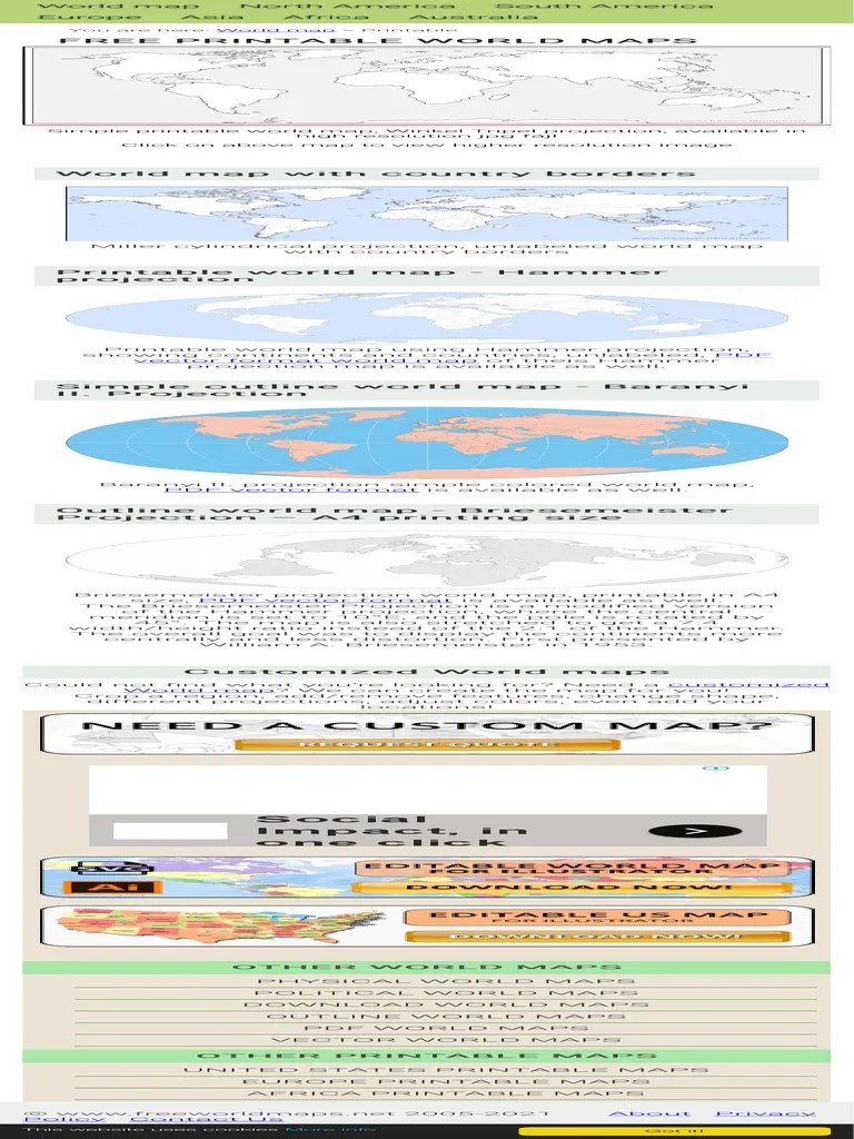 Free Printable World Maps | PDF | Map | Communication Design