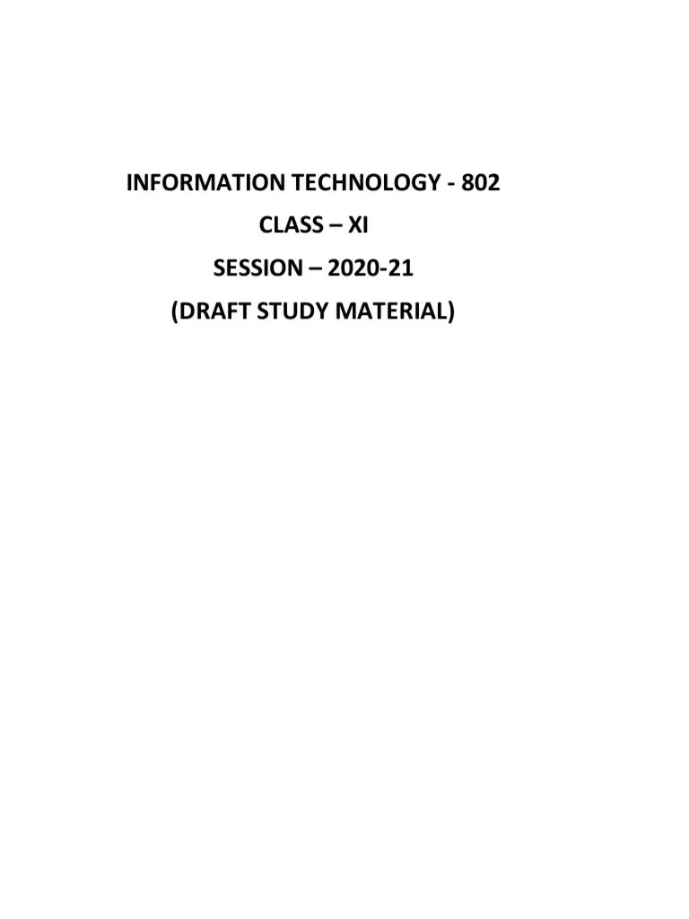802-Information Technology Class - XI | PDF | Computer Data Storage | Random Access Memory