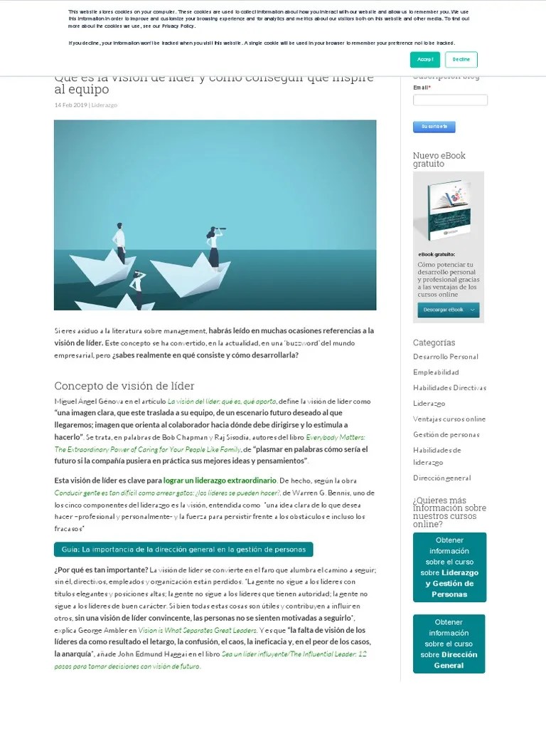 Quées La Visión De Líder Y Cómo Conseguir Que Inspire Al Equipo | PDF | Liderazgo | Conceptos ...