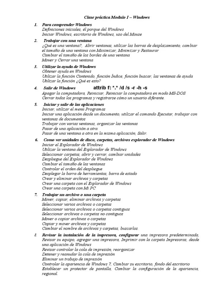 Clase Práctica Modulo I Windows Pdf Ventana Informática Archivo