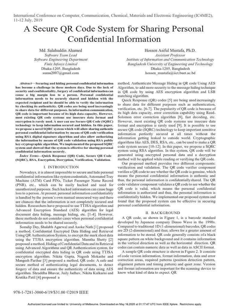 A Secure QR Code System For Sharing Personal Confidential Information ...