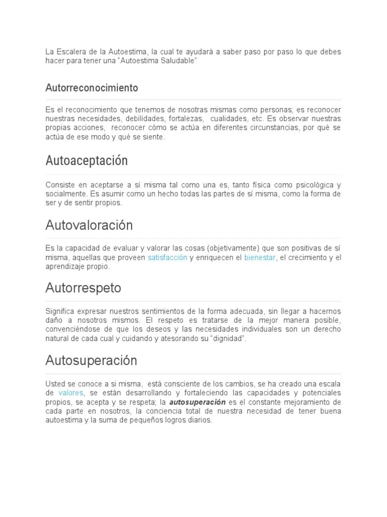 La Escalera De La Autoestima - Explicacion | PDF