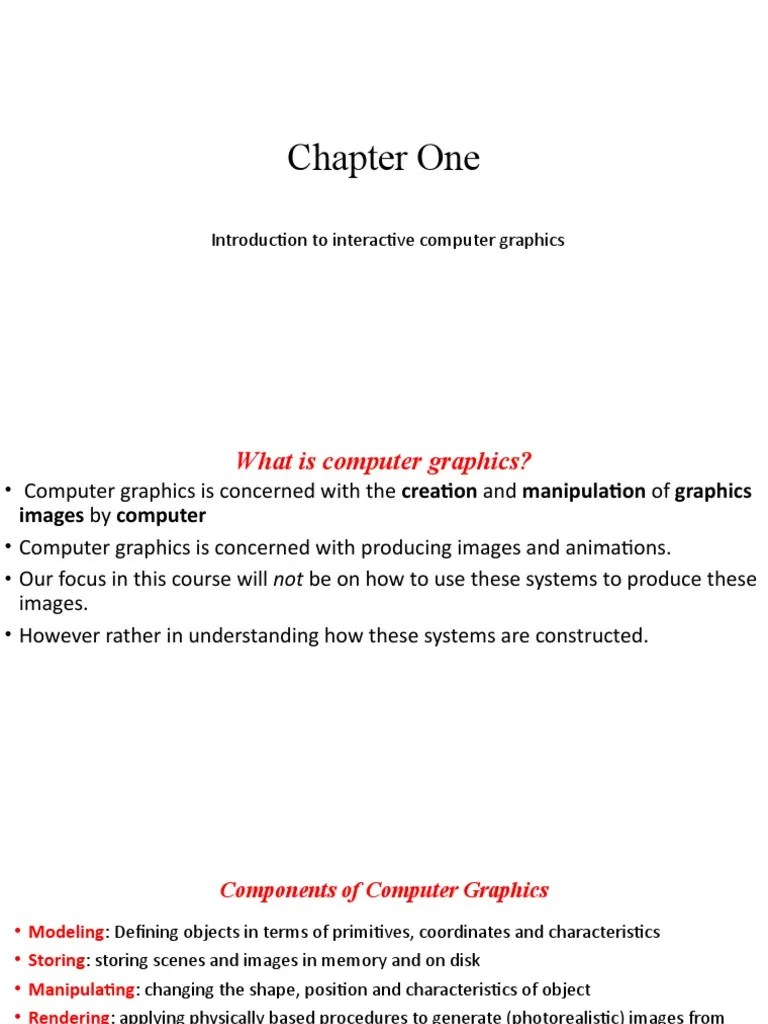Chapter One: Introduction To Interactive Computer Graphics | PDF | Computer Graphics | Rendering ...