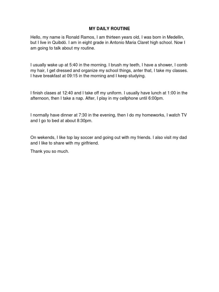 Mi Rutina Diaria | PDF