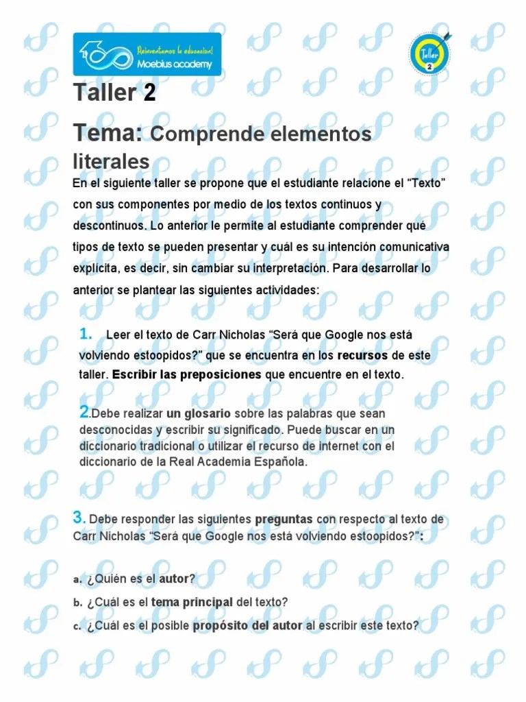 Taller 2 Lectura Critica | PDF | Información | Internet