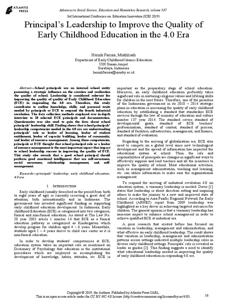 Principals Leadership | PDF | Leadership | Early Childhood Education