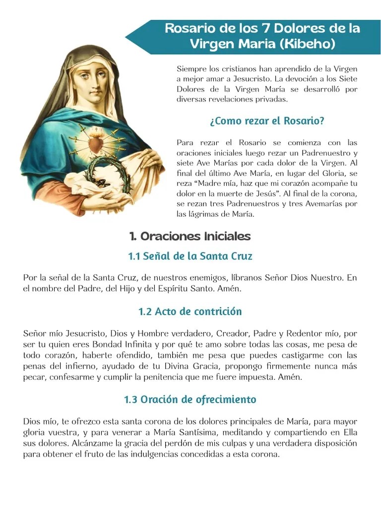Rosario De Los 7 Dolores De La Virgen Maria (Kibeho) | PDF | Rosario ...