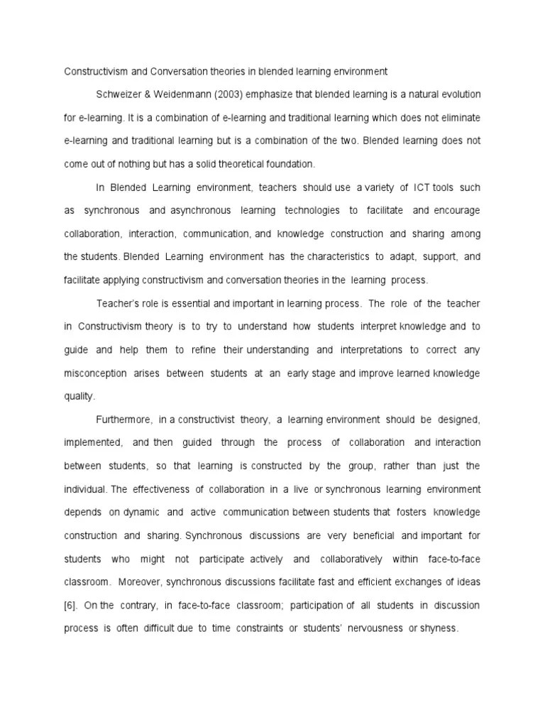 Constructivism And Conversation Theories In Blended Learning ...