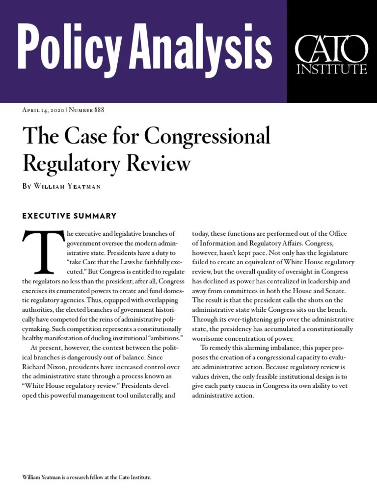 The Case For Congressional Regulatory Review | PDF | United States ...
