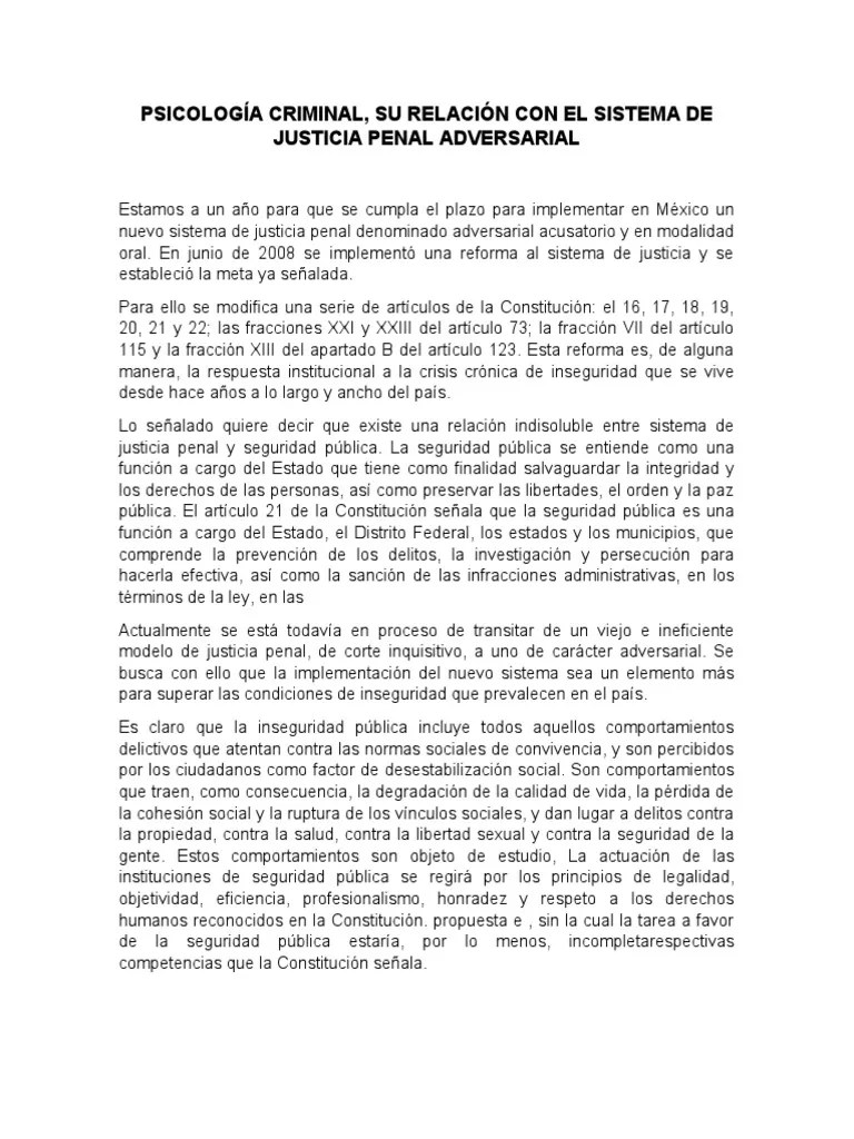 Psicologia Criminal Y El Sistema De Justicia Adversarial | PDF ...