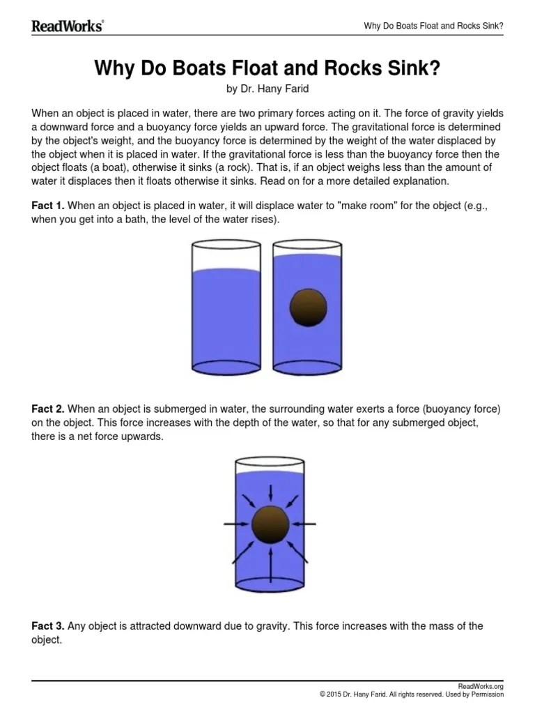 Why Do Boats Float And Rocks Sink Pdf Buoyancy Weight