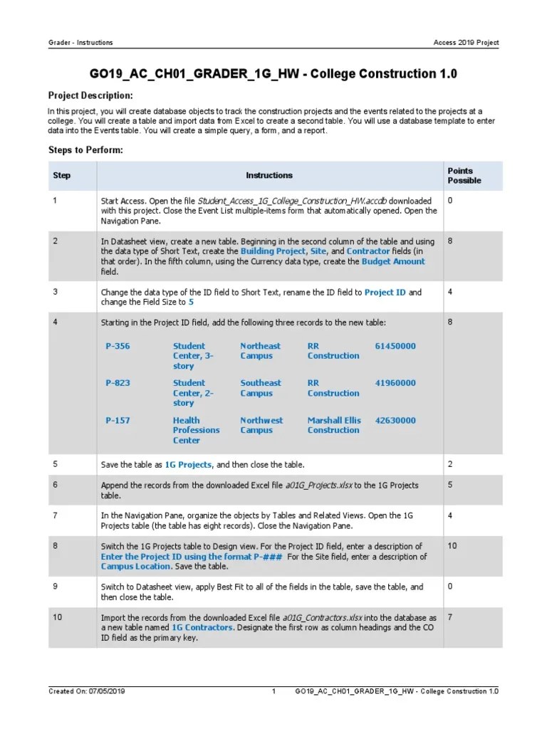 GO19 AC CH01 GRADER 1G HW Instructions | PDF | Table (Database ...