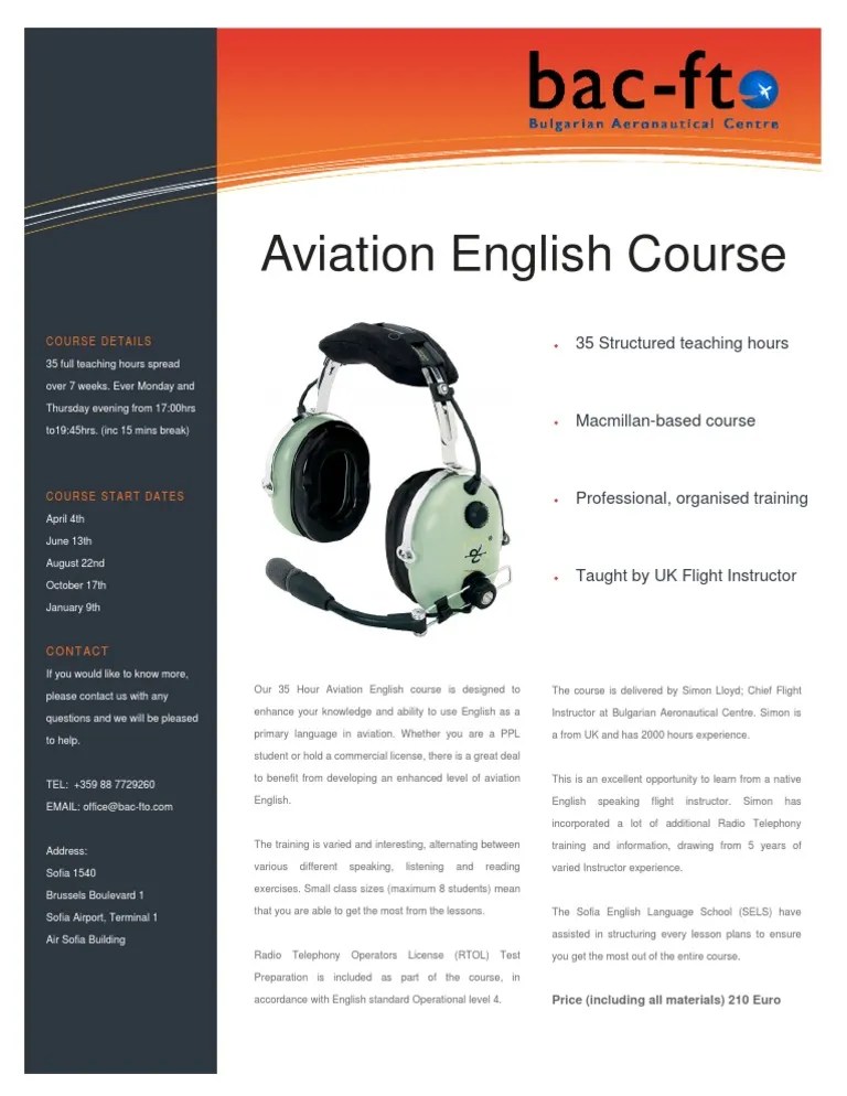 Aviation English Course: Information Technology Solutions | PDF | Flight Instructor | English ...