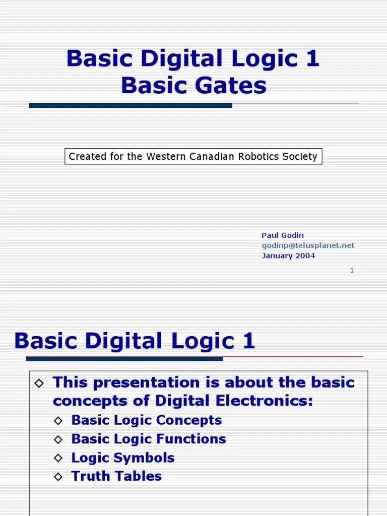 Basic Digital Logic 1 Basic Gates: Created For The Western Canadian Robotics Society | PDF ...