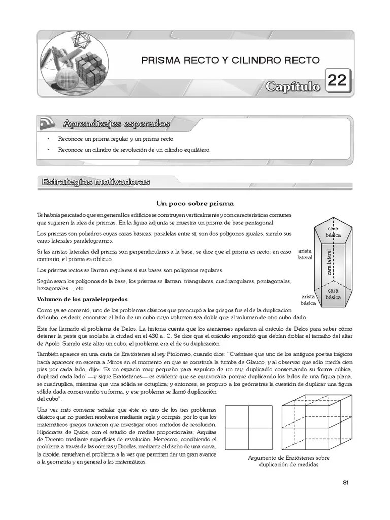 Las dos bases son de igual tamaño, y la cara lateral se . 22 Prisma Recto Y Cilindro Recto Pdf Rectangulo Triangulo
