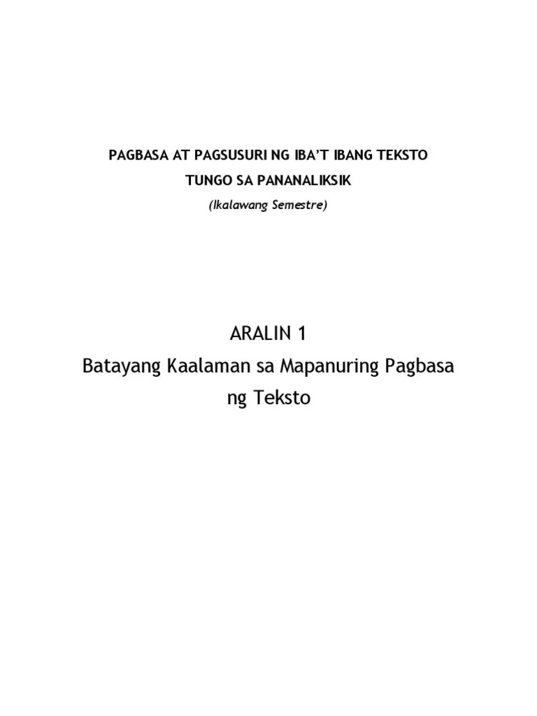 Aralin 1 Pagbasa Pdf