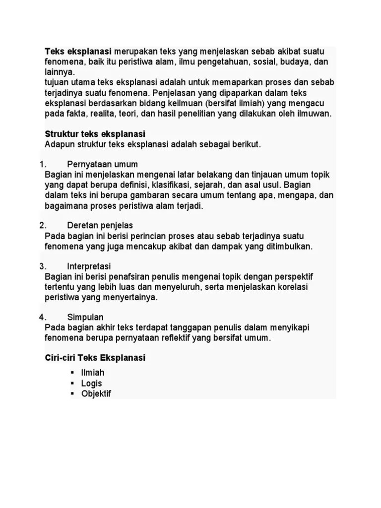 Data, kesimpulan dan informasi lainnya yang terkandung dalam karya ilmiah akan berfungsi … Teks Eksplanasi Pdf