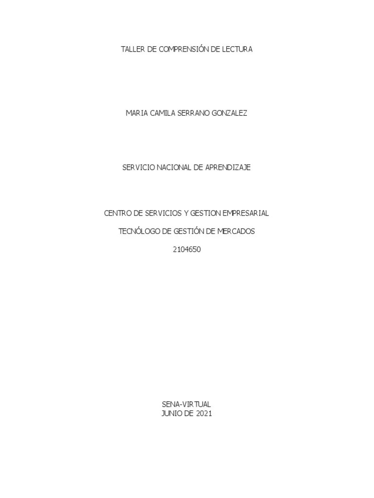 Taller De Comprensión De Lectura | PDF | Demand | Marketing Strategy