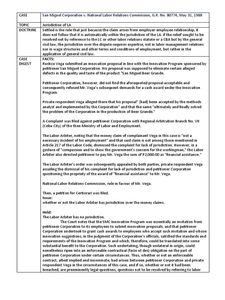 Labor II Cases | PDF | Finance & Money Management