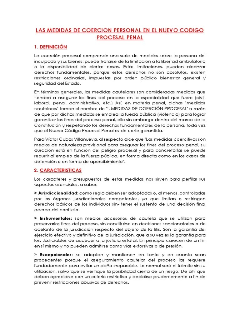 Medidas De Coercion | PDF | Mandato | Derecho Penal