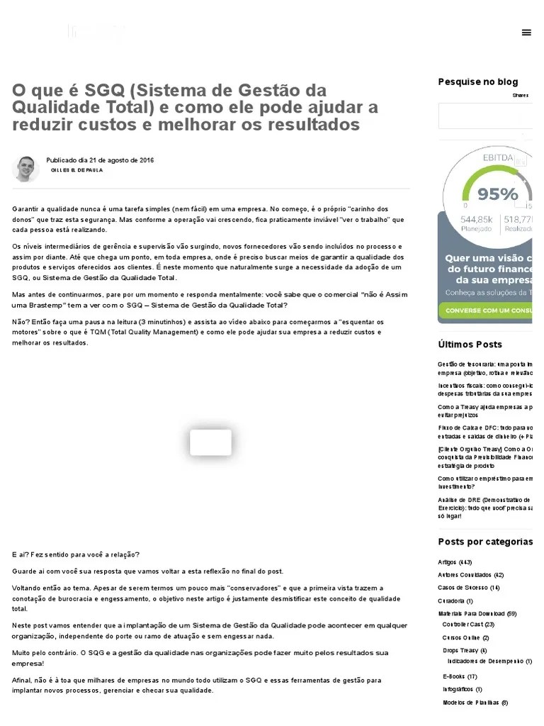 O Que É SGQ - Sistema De Gestão Da Qualidade - Tudo Em Um Post | PDF