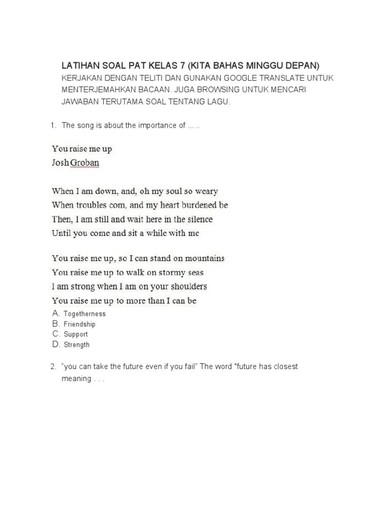 Day after day time passed away and i just can't get you off my mind nobody knows, i hide it inside i keep on searching but i can't find the courage to. Latihan Soal Pat 7 Th 21 Pdf Nature