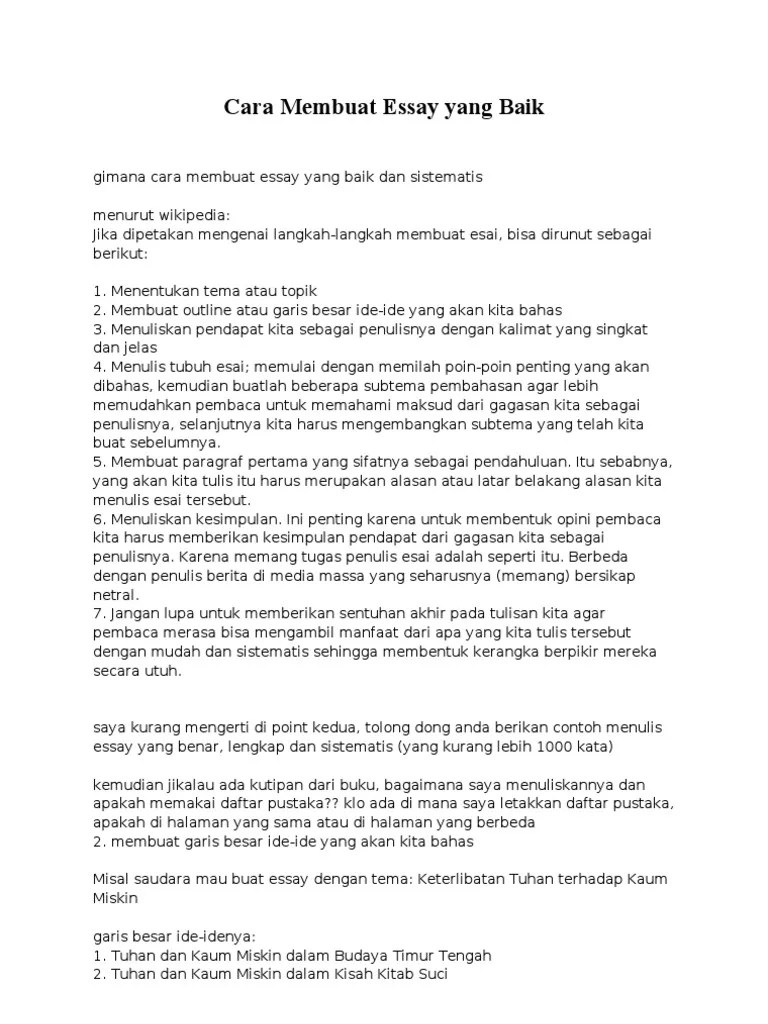 Cara Membuat Essay Yang Baik | PDF
