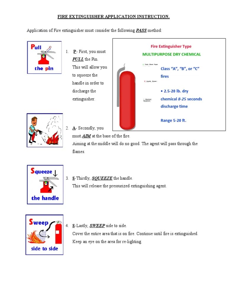 Application Of Fire Extinguisher Must Consider The Following PASS ...