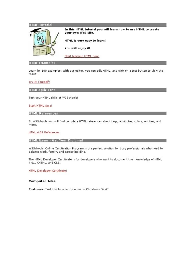 HTML Tutorial | PDF | Html Element | Hyperlink