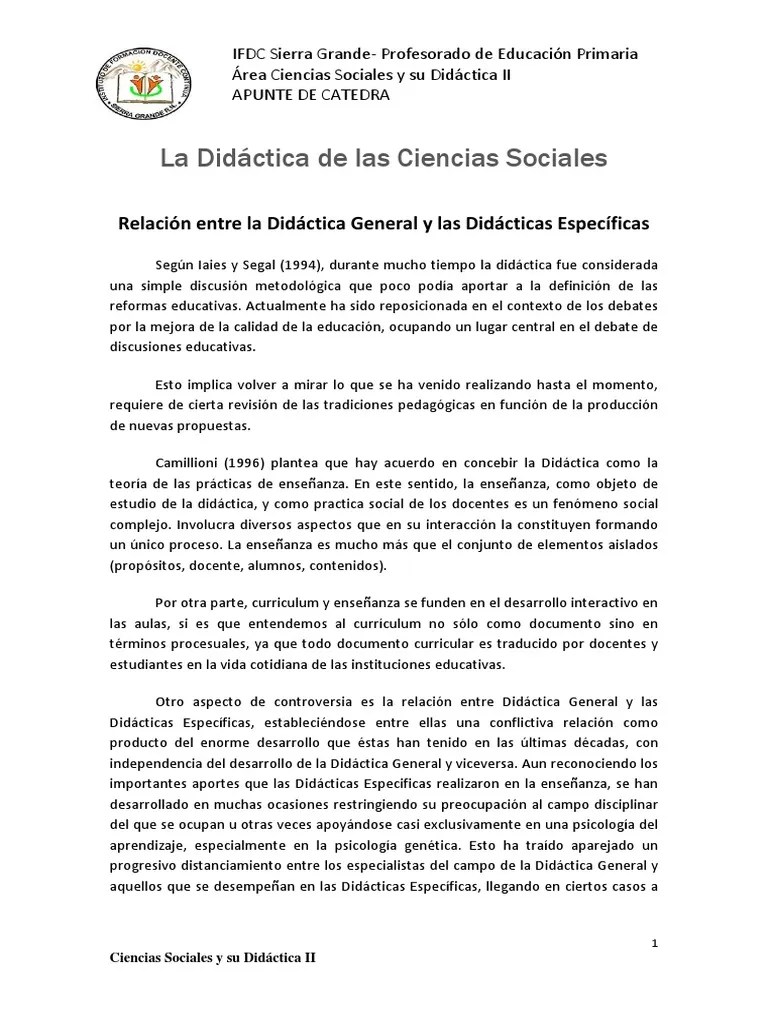 Apunte De Catedra Didactica De Las Ciencias Sociales II 1 | PDF | Conocimiento | Plan De Estudios