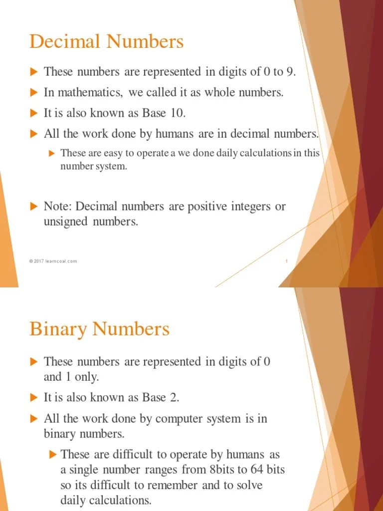 Decimal Numbers: These Are Easy To Operate A We Done Daily Calculations ...
