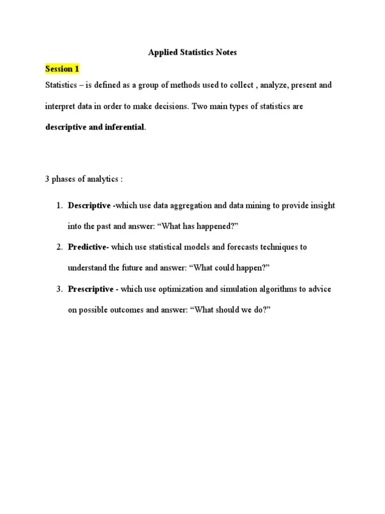 Applied Statistics Notes | PDF